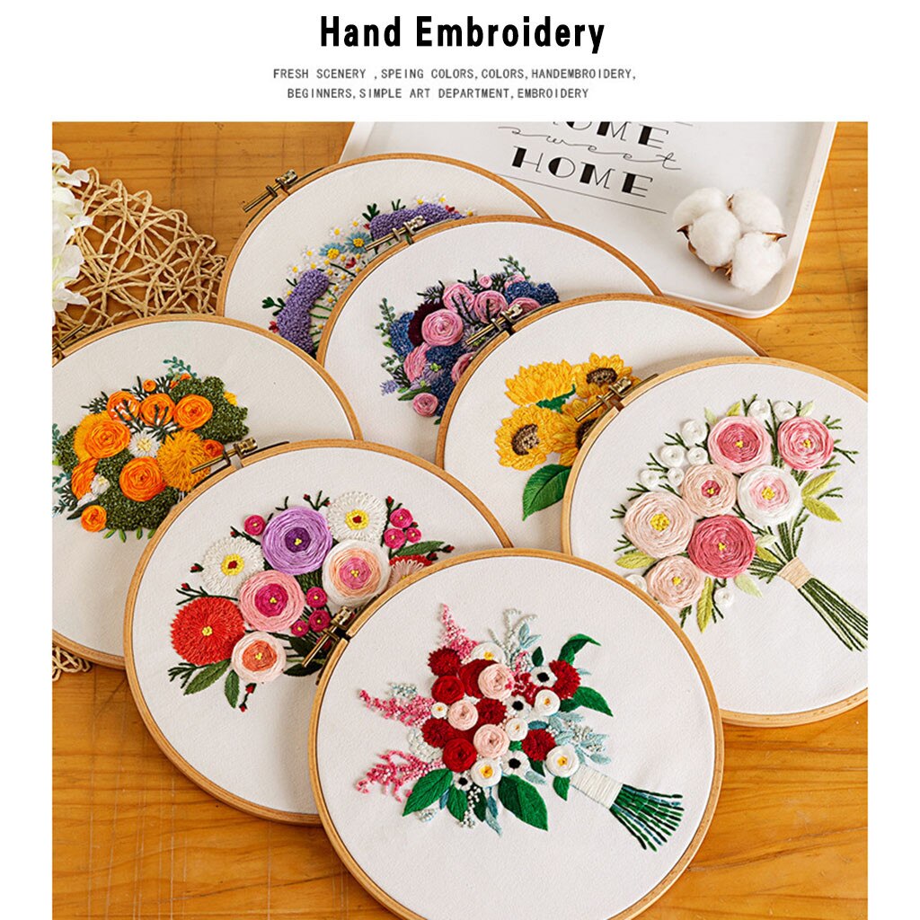 Blommor mönster gör det själv hela utbudet av broderi korsstygn set för nybörjare-handgjorda broderi gör-det-själv hantverk