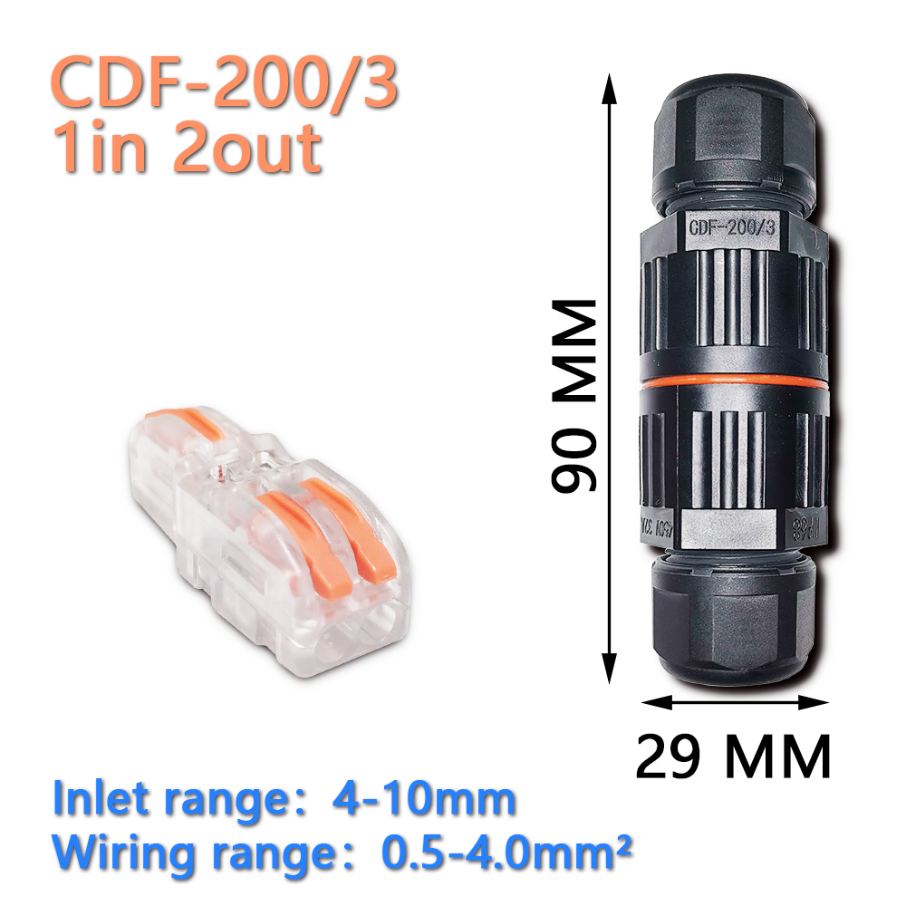 IP68 Quick Push in Terminal block Conductor Connector Electrical Waterproof Connector Wire Cable 2/3/5 Pin Outdoor Plug Straight: IP68 F12OT