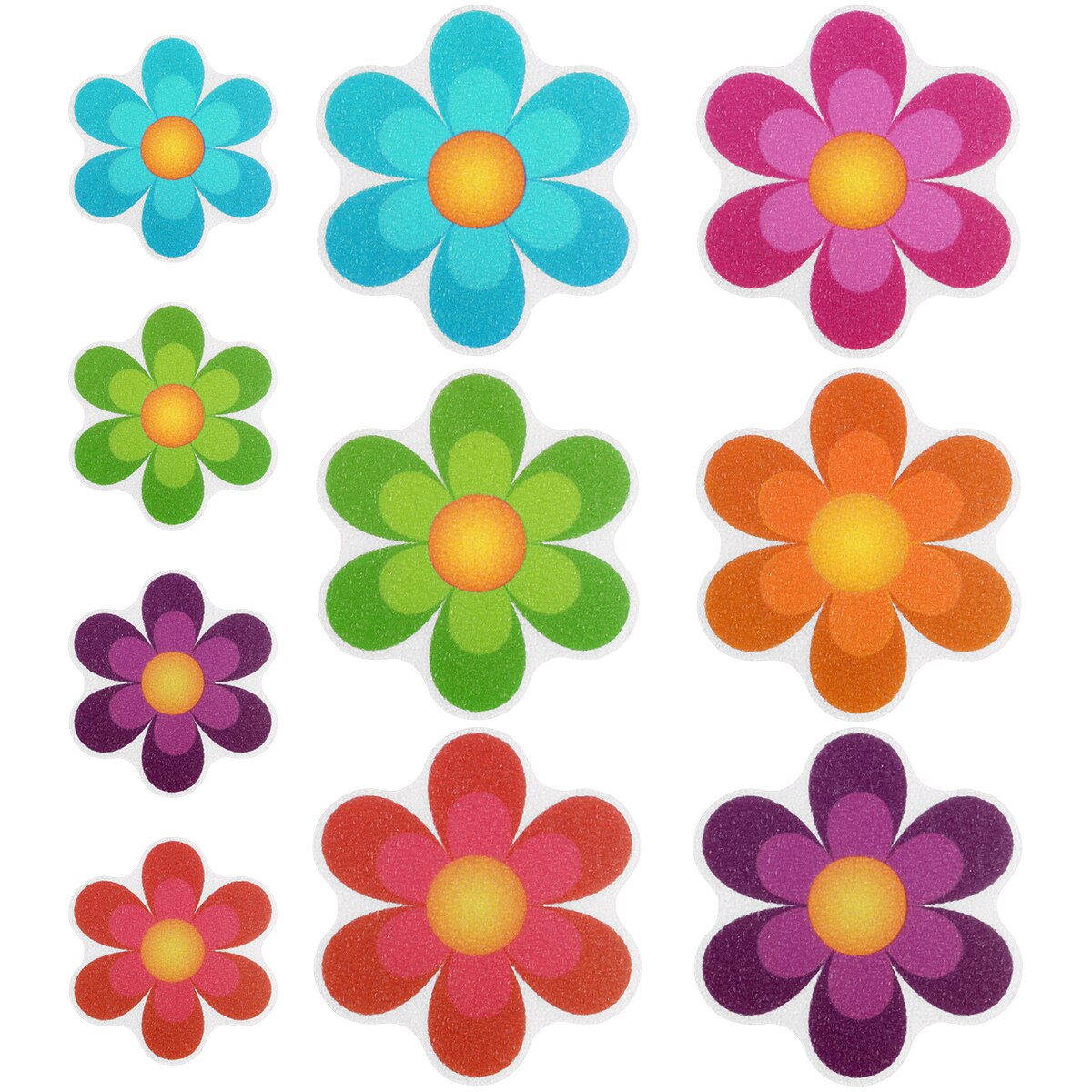 10pcs Colorful Flower Anti-Slip Self-adhesive Sticker Decals for Bathroom Bath Tub Shower Surfaces