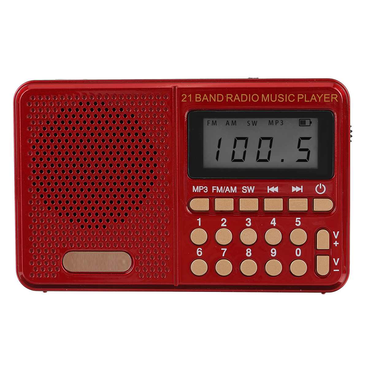 Mini Digital Radio FM Portable Retro Radio FM Antenna Bluetooth USB TF Card MP3 Player Button Control Pocket FM Radio Receiver: Red