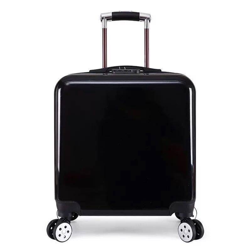 Trendy Trolley Case Universele Wiel 20 Inch Mode Eenvoudige Effen Kleur Student Boarding Koffer Unisex Kleine Trolley Case: black