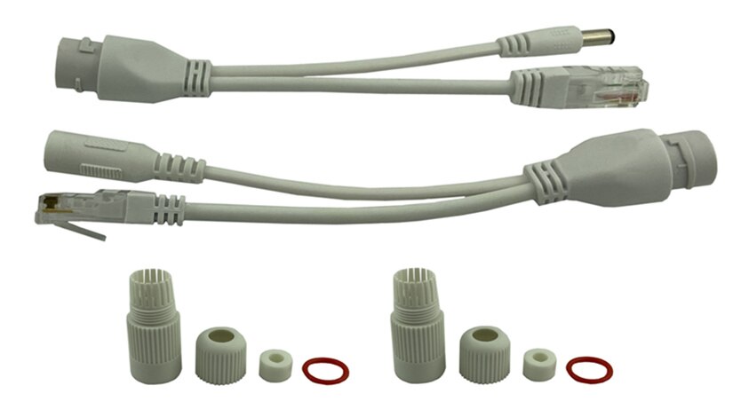 Par poe-kabeldelare för ip-kamerabyttejp skärmad 5v 12v 24v 48v strömförsörjningskabel 5.5*2.1mm vattentät kostym: 1 par