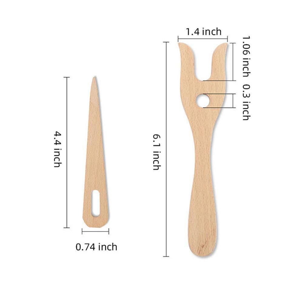 2 unids/set hecho a mano herramienta para tejer tenedor de madera mano telar artesanía niños DIY pulsera collar tejido trenzado Accesorios
