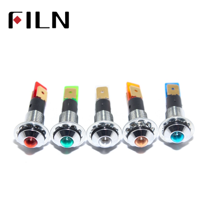 8mm LED signal light red yellow blue green white 12v 110v 24v 220v metal indicator light