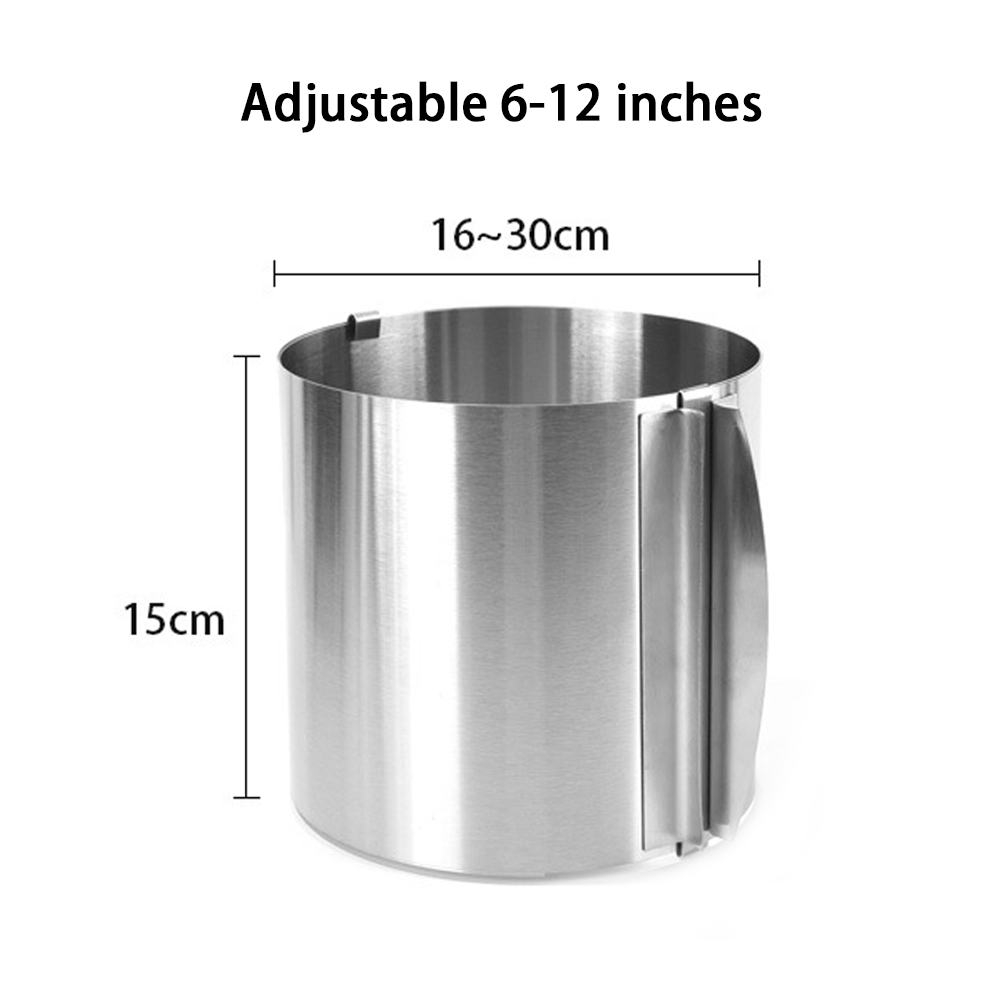 Adjustable Cake Ring for Baking 430 Stainless Steel 6-30cm Telescopic Mousse Ring Rustproof with Scale 3D Cake Baking Molds: army green