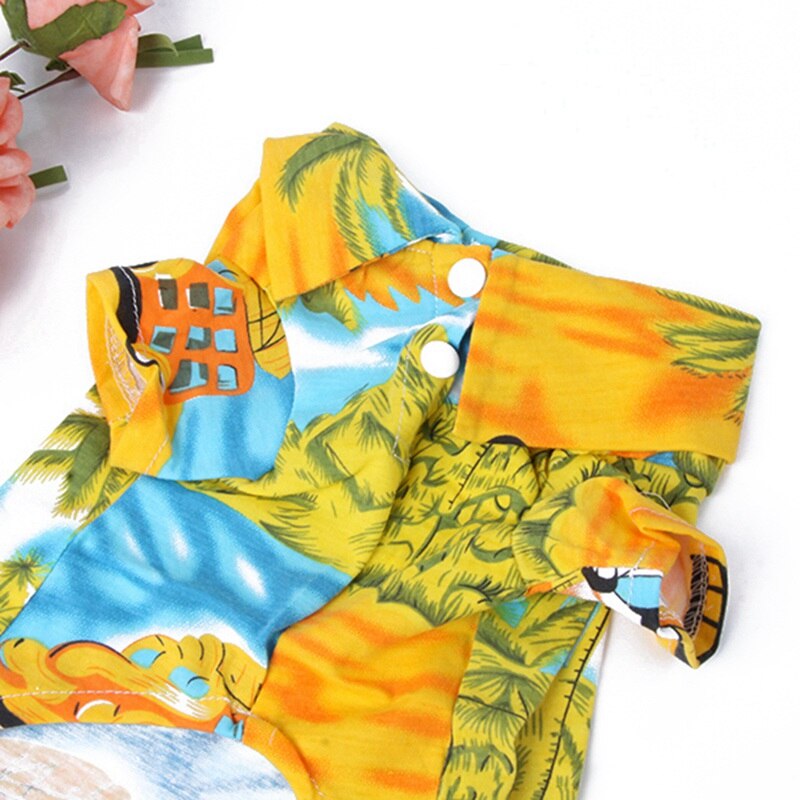 Hond Lente Zomer Gedrukt Strand Overhemd Hond Casual Reizen Kleding Bloemen Korte Mouw Shirts