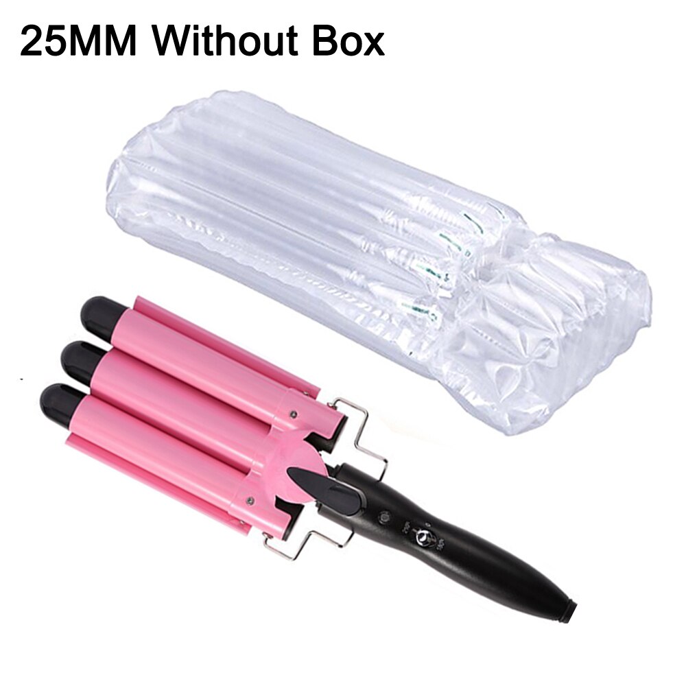 Three Barrel Curling Iron Wand Hair Waver Crimping Styling Tools Big Wave Hair Curling Tongs Ceramic Triple Barrels Hair Curler: pink no box 25mm / EU