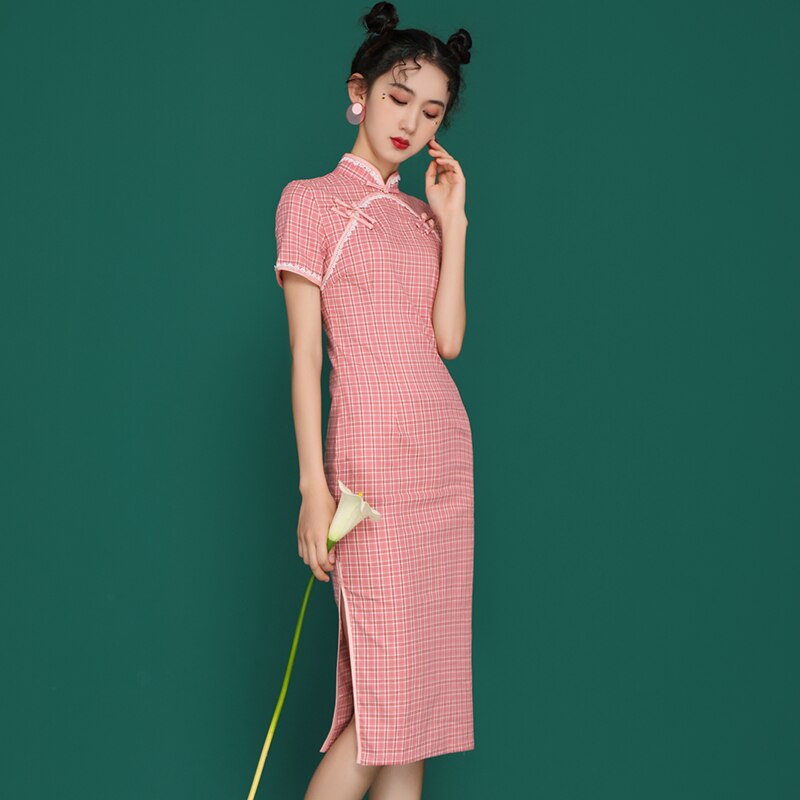 Zomermeisjes cheongsamjurk voor vrouwen, traditioneel dagelijks modern, slank chinees, retro qipao hanfu-jurkje