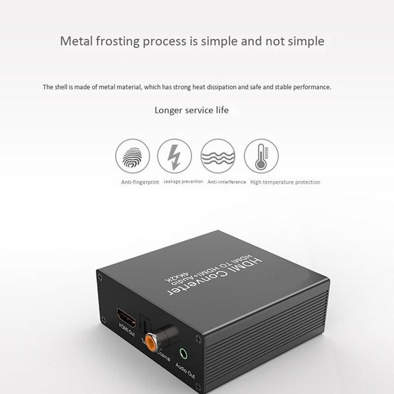 HDMI Audio Decoder Splitter Audio Splitter 1080P HDMI to Coaxial to Toslink to 3.5 Audio(EU Plug)