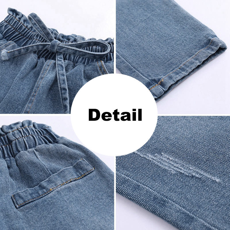 Jeansbukser for jenter uformelle barn solide dongeribukser vår høst barn flare jeans 3t 4t 8 12 13 år