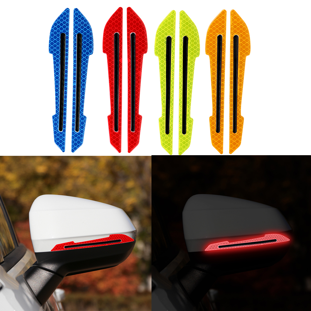 2Pcs Precut Reflective Marking Tape Strip Stickers RearView Mirror Anti-Collision Safety-Warning Sign Decals