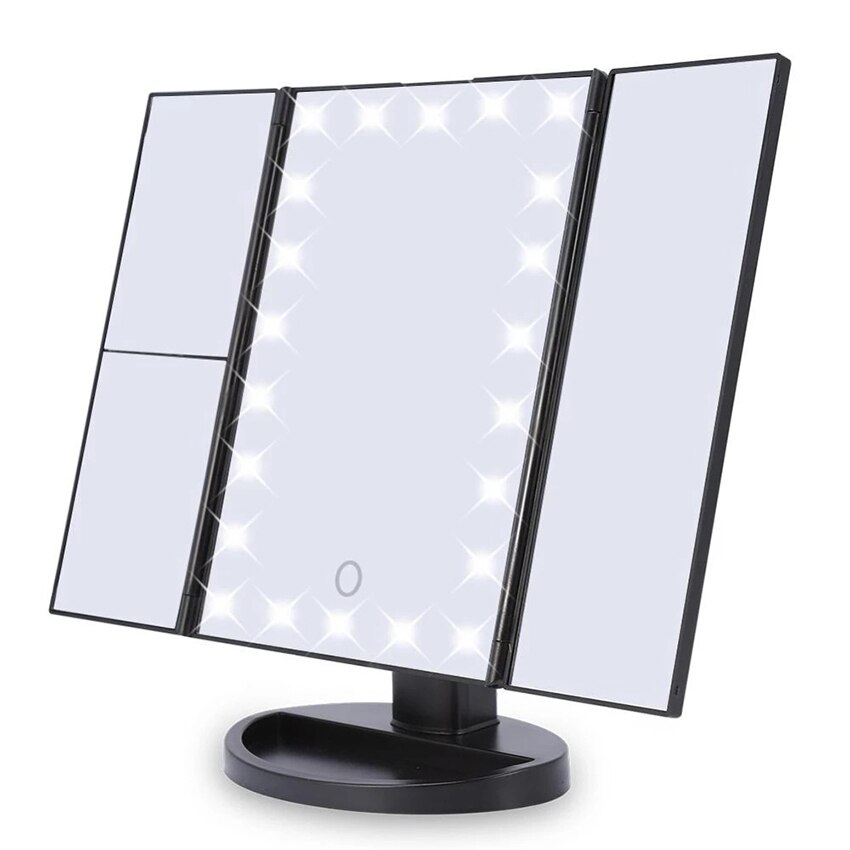 Falten machen-hoch Spiegel mit Lichter 22 LED Licht hoch Spiegel mit 2X/3X Vergrößerung, Spiegel berühren Bildschirm, 180 grad Drehen