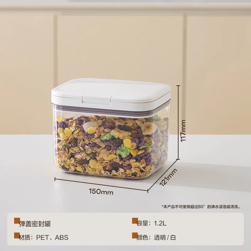 Caixa de armazenamento selada para alimentos secos domésticos, armazenamento de balde de arroz, recipiente de arroz enlatado, caixa de armazenamento de arroz: Cinza claro