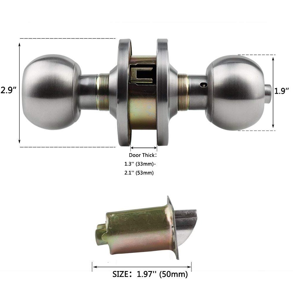 Rvs Ronde Bal Privacy Deurknop Set Badkamer Handvat Slot Met Sleutel Voor Thuis Deur Hardware Levert