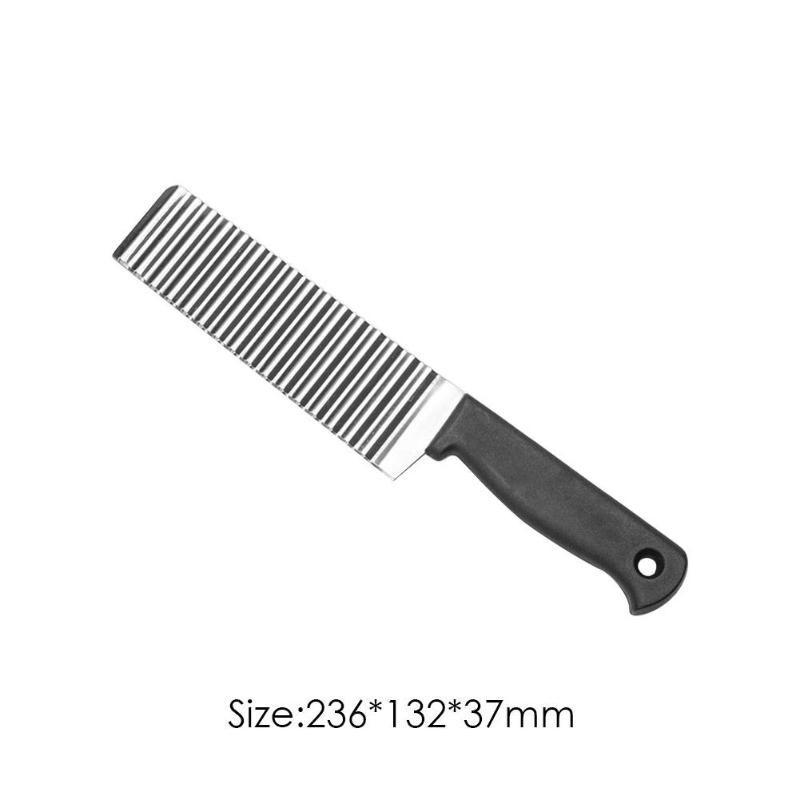 French Fried Potato Knife Stainless Steel Kitchen Accessories Sawtooth Blade Easy Slicing Banana Fruit Potato Wave Knife Chopper: Default Title