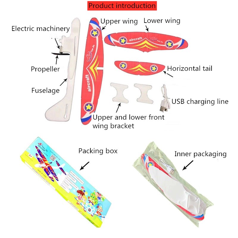 USB charging foam electric aircraft and biplane charging rotary model aircraft Hand thrown electric glider Stunt show