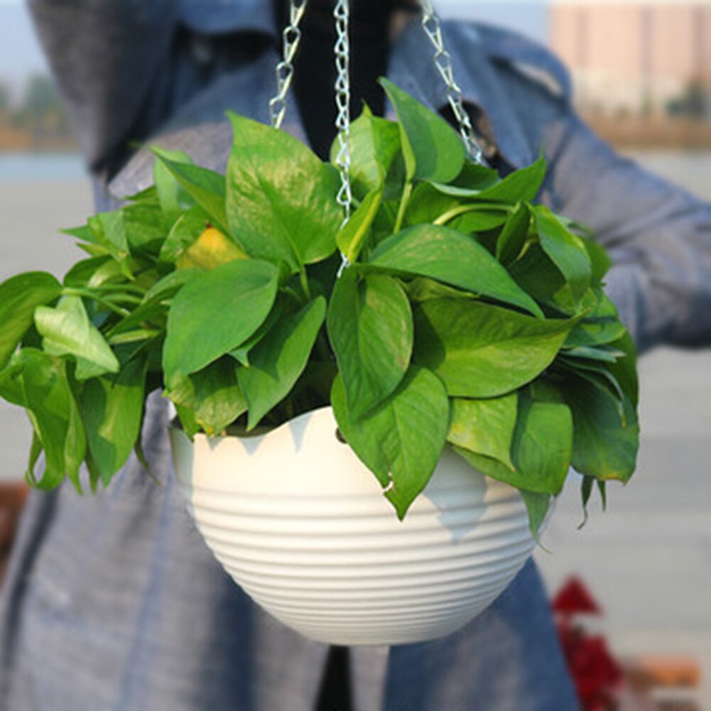 Plast hengekurv blomsterpotte med kjede hjem hage balkong macrame plante henger dekor hks 99