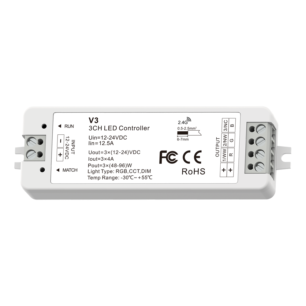 5050 Rgb Led Light Strip Controller Rf Touch Remote 3CH 2.4Ghz Controller 3528 2835 Rgb Led Strip Tape DC12V 24V 36V Max 648W