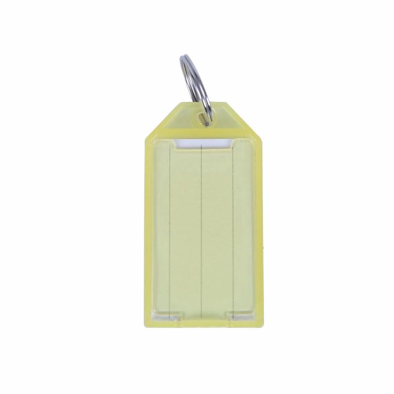 20 stuks stevige kunststof sleutelhangers met splitringlabelvenster, diverse kleuren