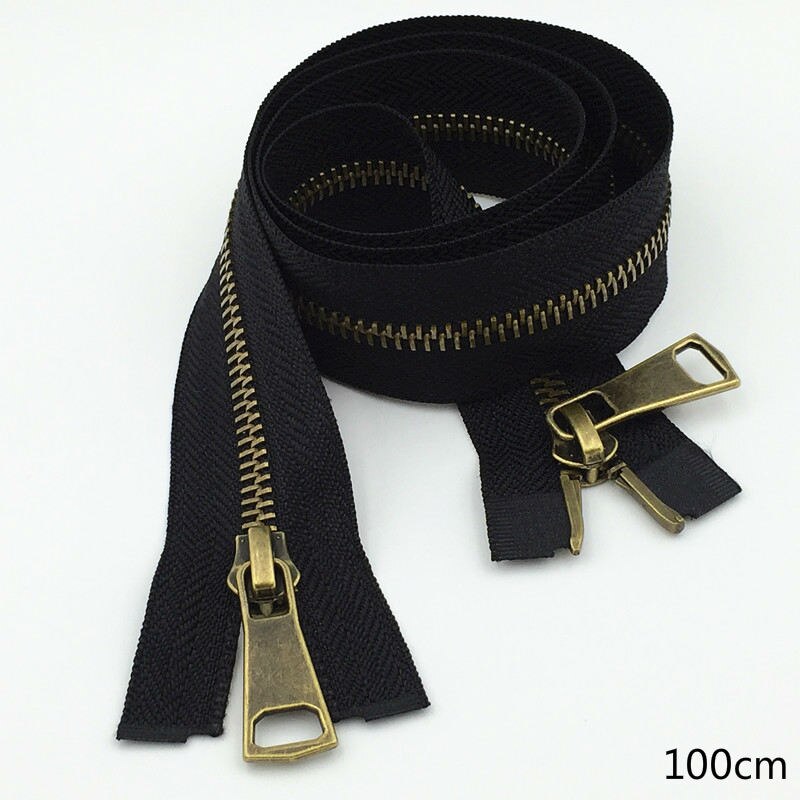 5#   sort tape messing bronzetænder messing metal lynlås 75 80 100 120cm 1 stk diy tøjjakke tilbehør til beklædningsgenstande