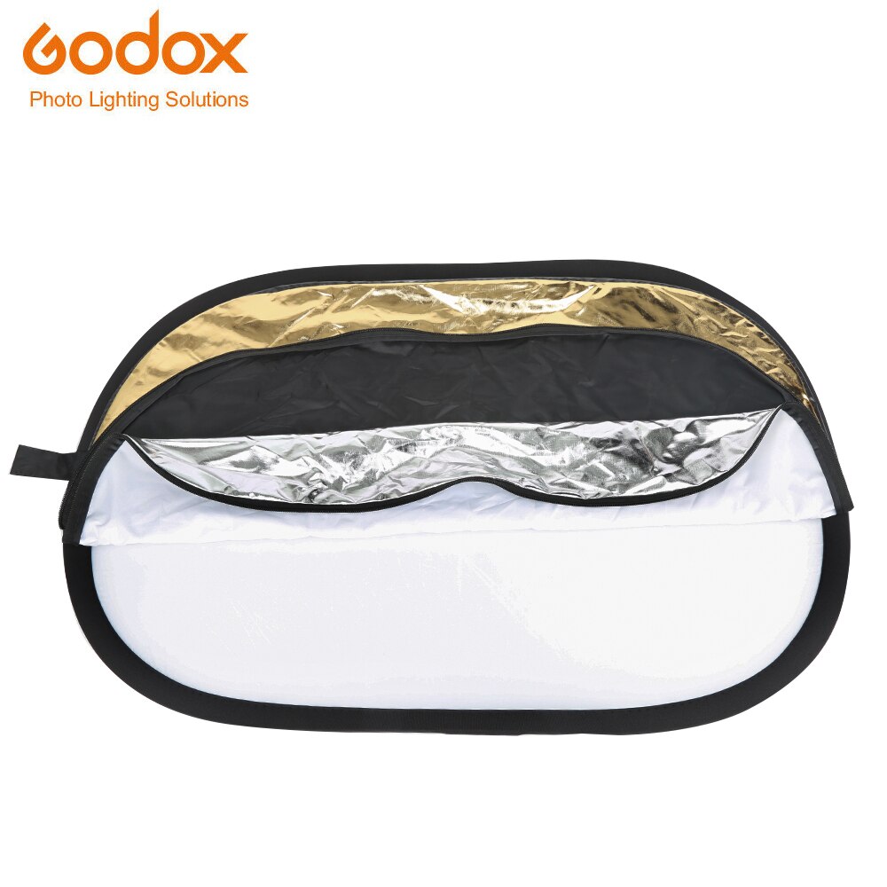 Godox 5 in 1 60*90cm Background Board Round Rectangle Reflector Collapsible Lighting Diffuser Disc Black Silver Gold White