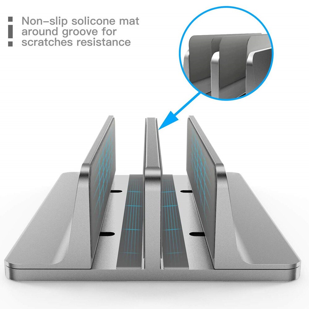 Vertical Laptop Tablet Stand for Macbook Air Pro 13 15 Desktop Aluminum Double Desktop Stand with Adjustable Dock for Chromebook