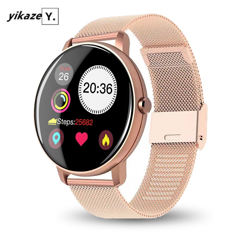 Smar twatch Full Touch Round Women Watch Blood Pressure Smartwatch Women Waterproof Heart Rate Tracker Sport Clock Watch