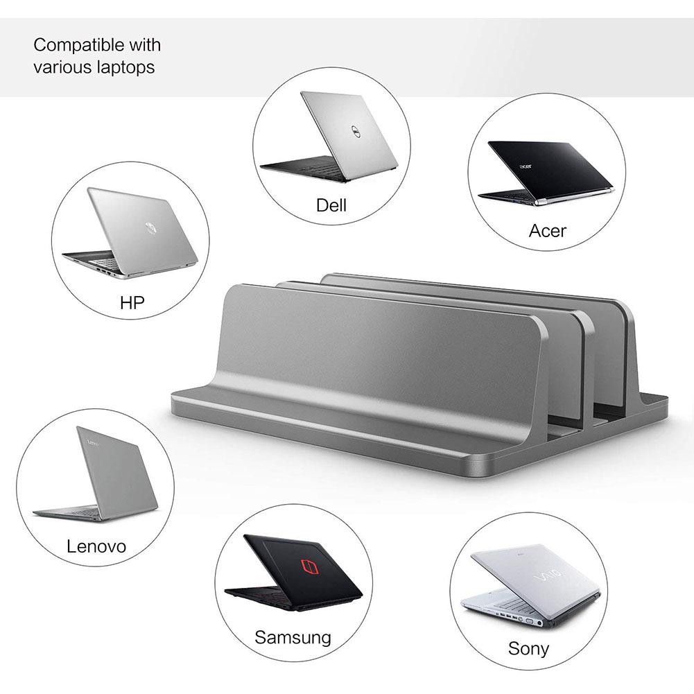 Verticale Laptop Stand Voor Macbook Air Pro Desktop Dubbele Desktop Stand Houder Met Verstelbare Dock (Tot 17.3 Inch) l30 R57