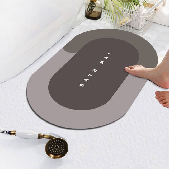 Super Absorberende Badmat Sneldrogend Badkamer Rug Antislip Entree Deurmat Nappa Huid Vloermatten Wc Tapijt Thuis decor: Oval Brown-null