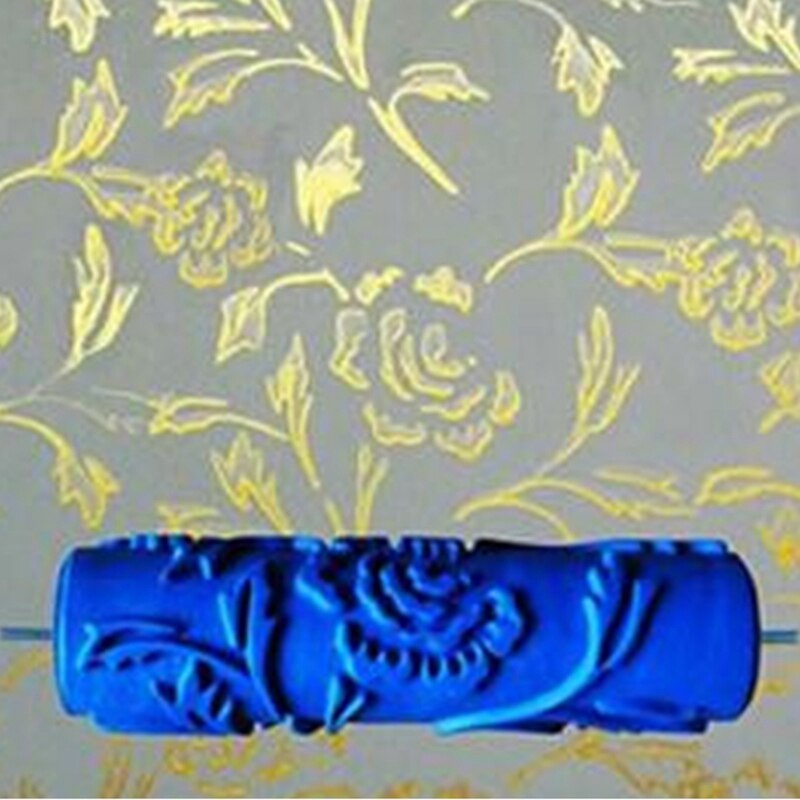 7 tommer 3d gummivæg dekorative malerulle, mønstrede rullevægdekorationsværktøjer uden håndtag, rosenrulle