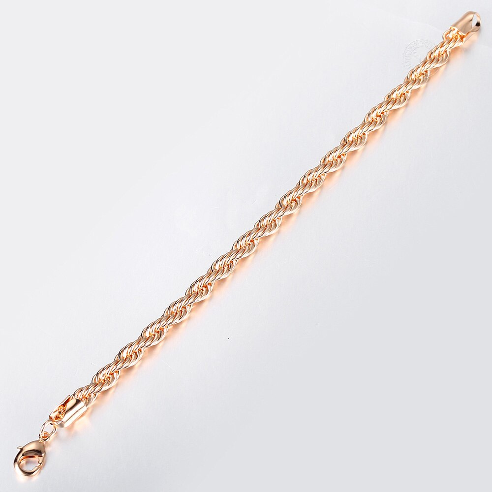 10MM 12MM Grande Largo Per Le Donne Degli Uomini Del Braccialetto 585 In Oro Rosa di Colore Doppia Tessitura Rolo Cavo Curb Link catenaria della Catena Dei Monili di CBB01