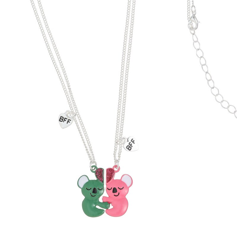 Cute Colorful Raccoon Shape Pendant Chain Best Friends Necklace BFF Friendship Children's Jewelry for Girls: style 7