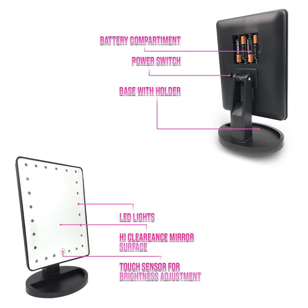 Donwei Led Touch Screen 24 Licht Make-Up Spiegel Tafel Desktop Make Spiegels Vanity Licht Gezondheid Beauty Led Spiegel Batterij