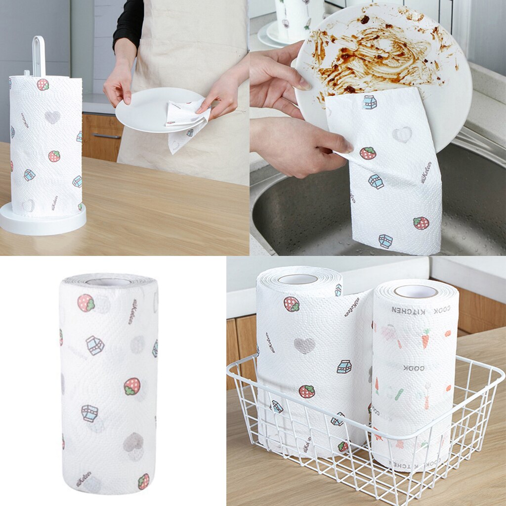 80pcs Disposable Cleaning Paper 2 Layers Kitchen Oil Absorbing Paper Towel Dishcloth