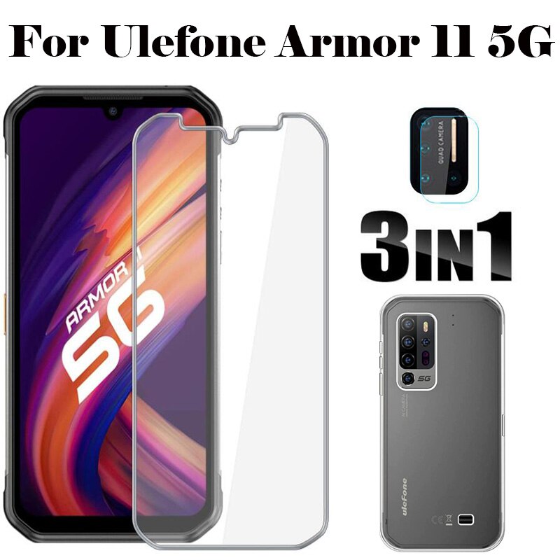 3-en-1 Protector de pantalla + funda para teléfono para Ulefone armadura 11 5G vidrio Anti-choque caso cubierta en Ulefone armadura 11 5G de vidrio templado