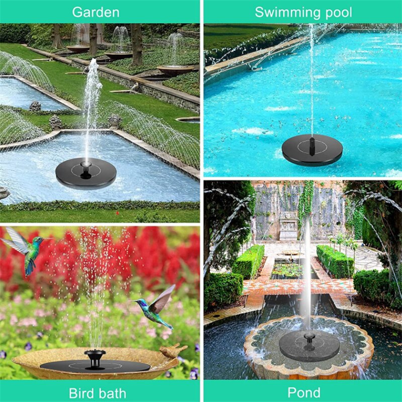 Solar fountain bird bath floating garden outdoor pool decorative fountain