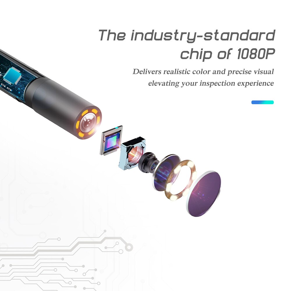 P40 Industrial Endoscope Borescope Inspection Camera 4.3 Inch HD 1080P Display Screen IP67 Waterproof 5.5mm Lens 6pcs LED Light