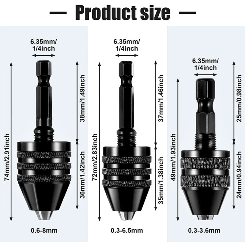 Drill Chuck Adapter Mini Keyless Drill Chuck Bit Self-Tighten Electric Drill Bits Collet Fixture Tools Quick Change Converter