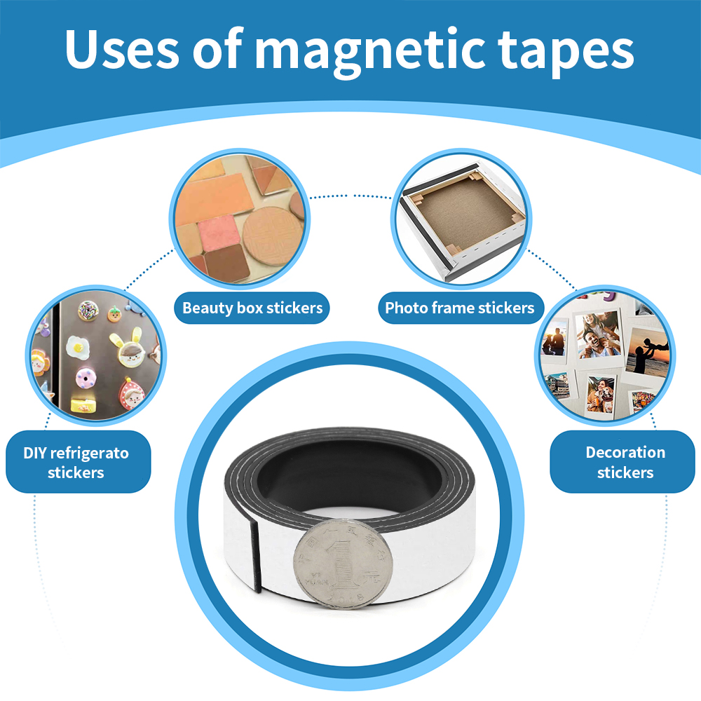 1 meter zelfklevende magneetstrip rubberen magneetband sterke flexibele magneetstrip voor koelkast fotoposters gratis snijden