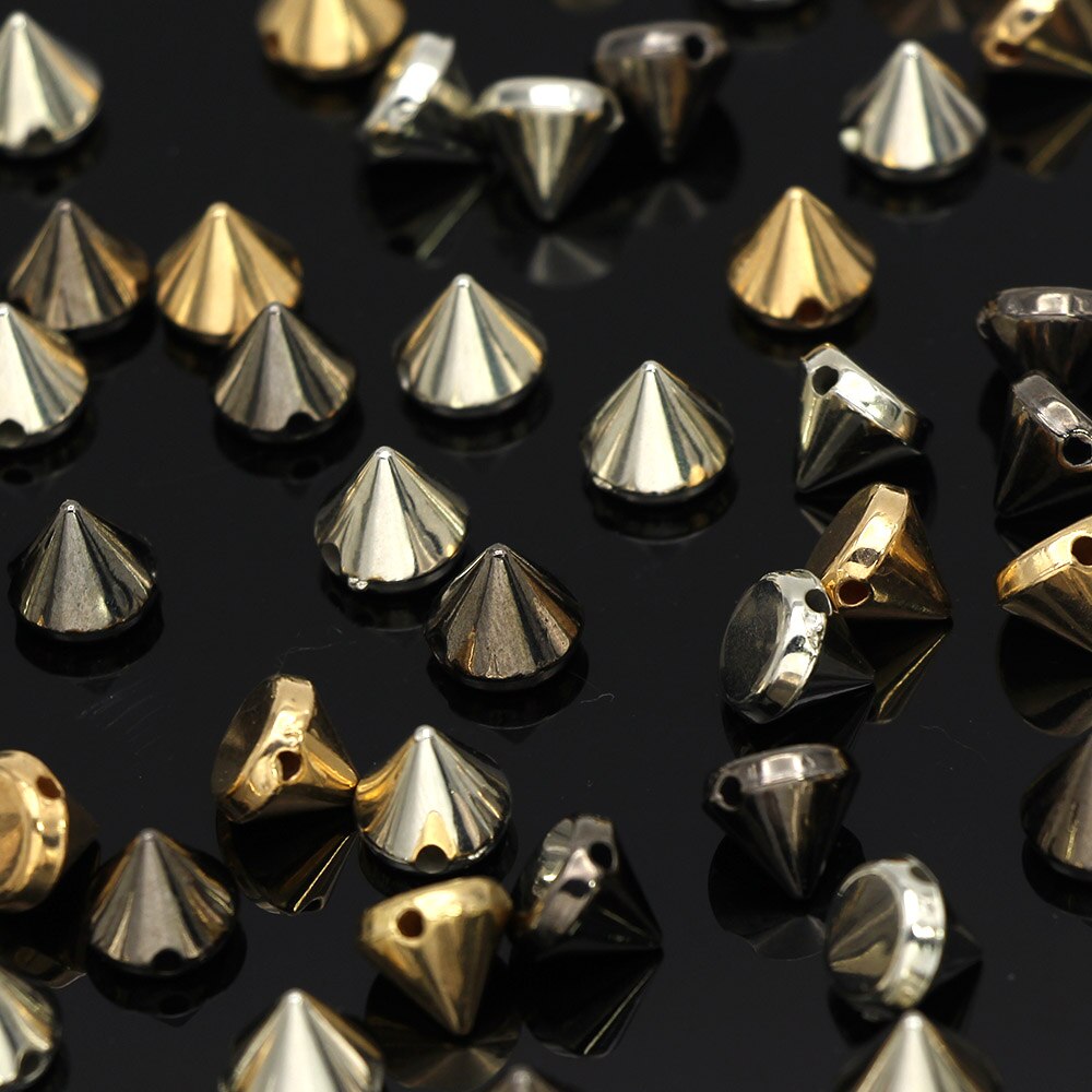 100Pcs Goud Zilver Zwart Cone Studs Plastic Klinknagel Voor Leer Craft Studs Voor Kleding Naaien Spikes Kledingstuk Punk Accessoires