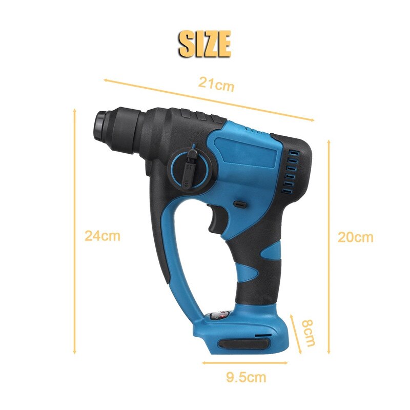 18V Brushless Cordless Hammer Drill Rechargeable Electric Rotary Hammer Impact Drill Power Tools For Makita Battery