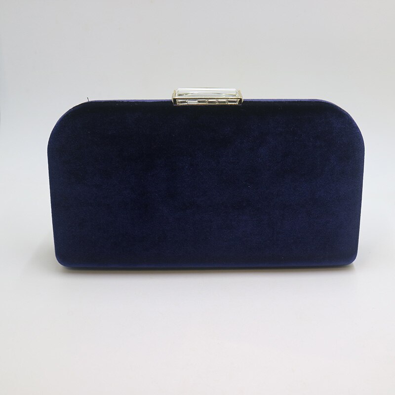 Dark Green Velvet Hard Case Box Clutch Evening Bags and Clutch Purses Handbags with Shoulder Chain for Ball Party Prom: C-Navy