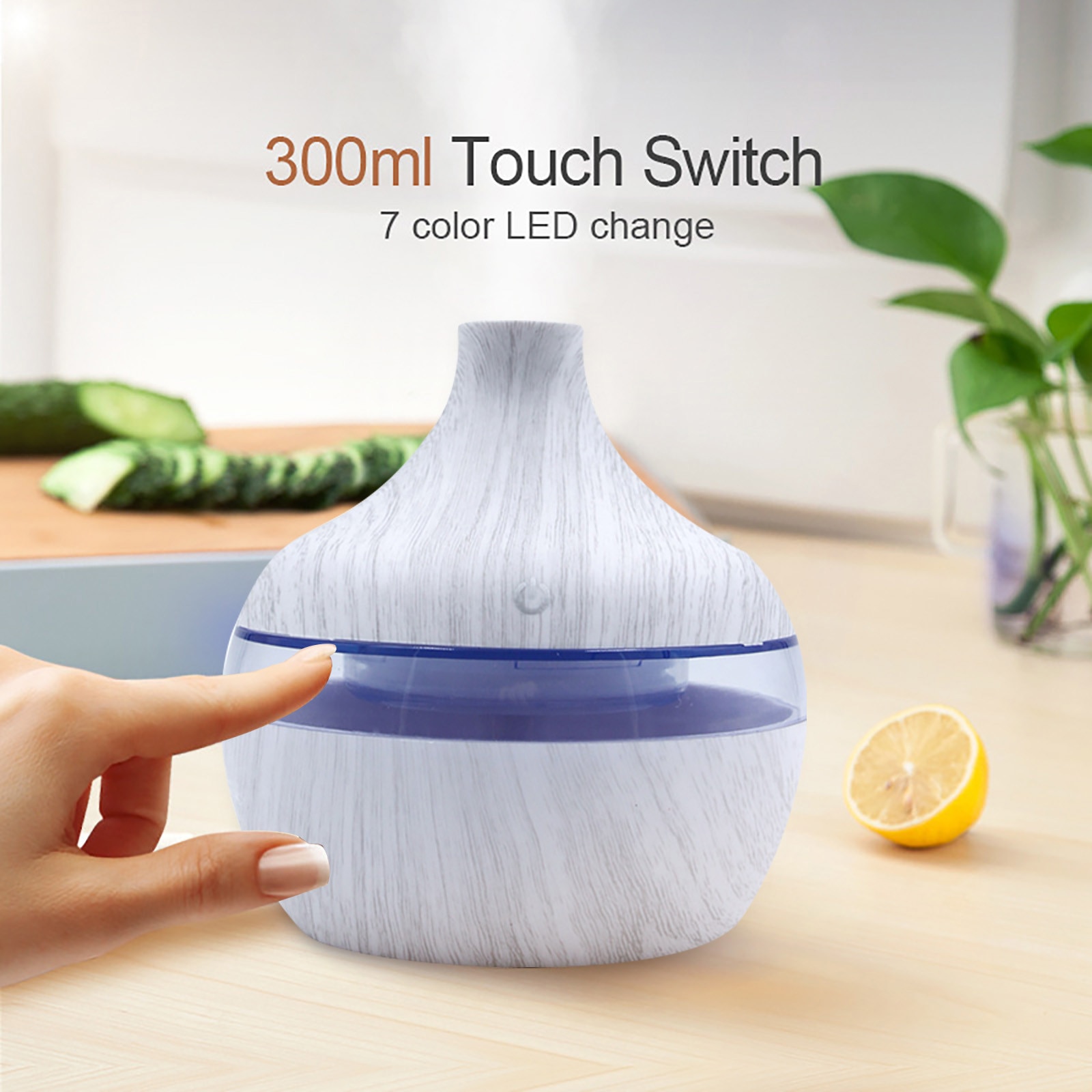 300Ml Usb Air Aroma Luchtbevochtiger Elektrische Aroma Diffuser Mist Houtnerf Olie Aromatherapie Mini Hebben Licht Voor Car Home kantoor