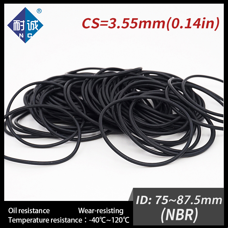 5PCS/lot Rubber Black NBR CS3.55mm ID75/77.5/80/82.5/85/87.5mm O Ring Gasket Oil resistant waterproof