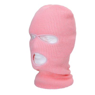 Unisex balaclava mask mössa 3 håls ansiktsmask svart stickad skid snowboard mössa keps vinter mössor dam: Rosa