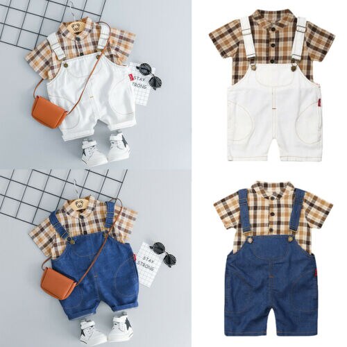 UK 2 PCS Pasgeboren Peuter Kid Baby Boy Kleding T-shirt Top + Broek Outfit Set Zomer