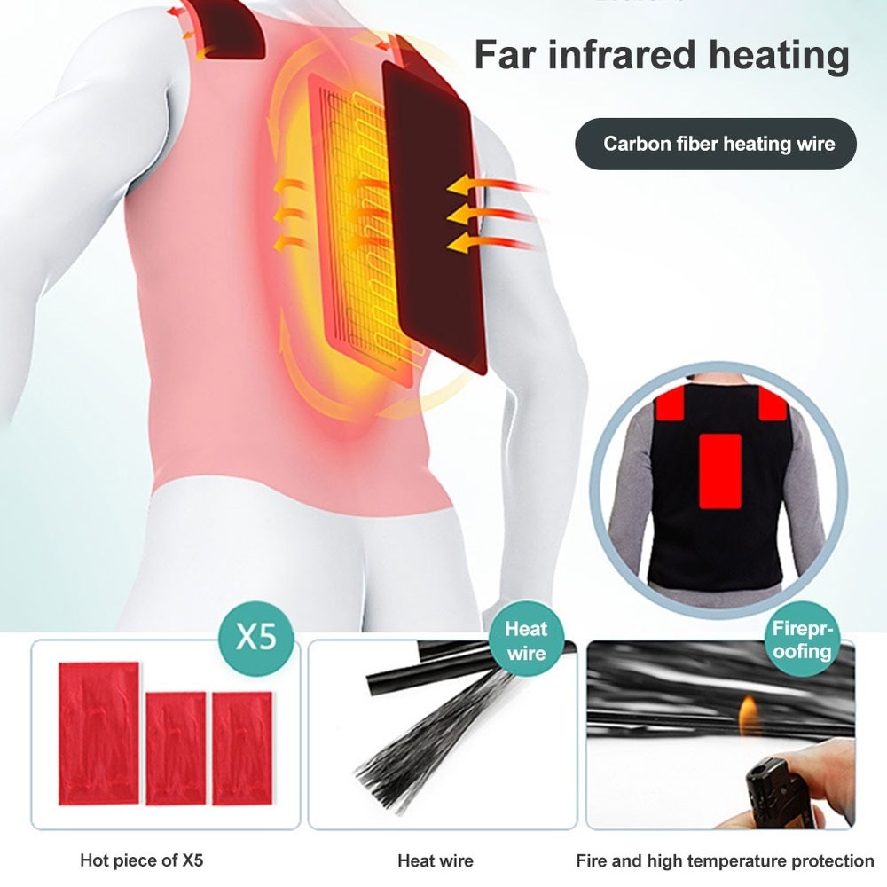 Chaleco eléctrico calentador para hombres y mujeres, chaleco térmico cálido, chaleco de invierno con calefacción Usb para exteriores