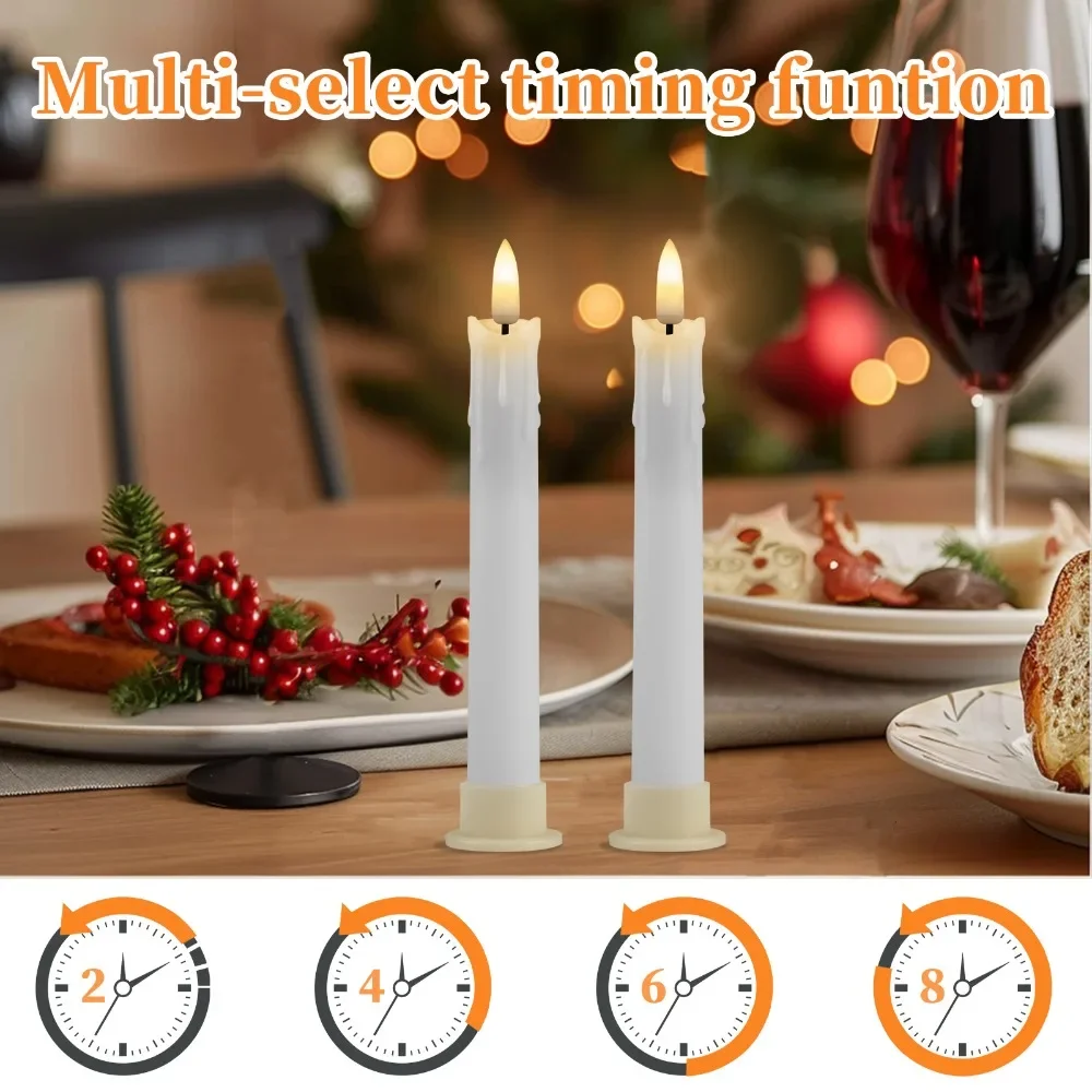 6/18/24Pc 6.6inch LED Flameless Taper Candles with Remote Flickering CandleSticks Plastic Window Candles for Halloween Christmas