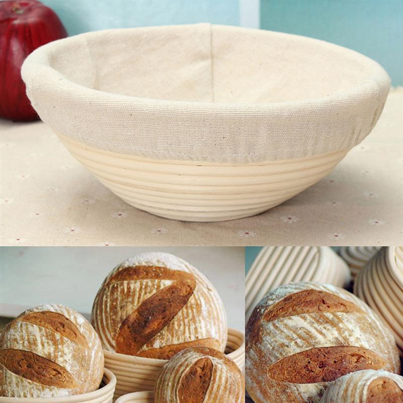 Dough Proofing Basket Kit Bread Fermentation Proofing Basket Rattan Sourdough Container (22cm Basket+Cutter+Scraper+Cloth Liner)