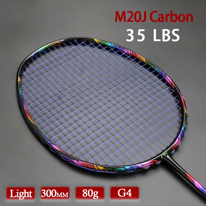 High Tension 35LBS Carbon Fiber Badminton Racket Strung Speed Ultralight 4U 80g G4 Training Racquet For Adult Padel: Blue